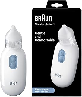 Braun Nasal aspirator 1 - Mucus Remover - Blocked Nose Relief - Electric Suction Power - Two Suction Levels - 2 Nose Tip Sizes - Newborn, Baby, and Child Friendly - Dishwasher Safe - BNA100