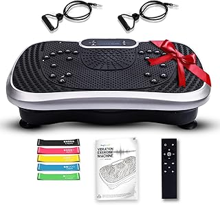 WeightWorld Vibration Plate Exercise Machine - 5 Muscle Stimulating Program Modes - 2 Built-in Bluetooth Speaker, 2 Resistance Bands + 99 Intensity Levels + 5 Programs - For Whole Body Workout