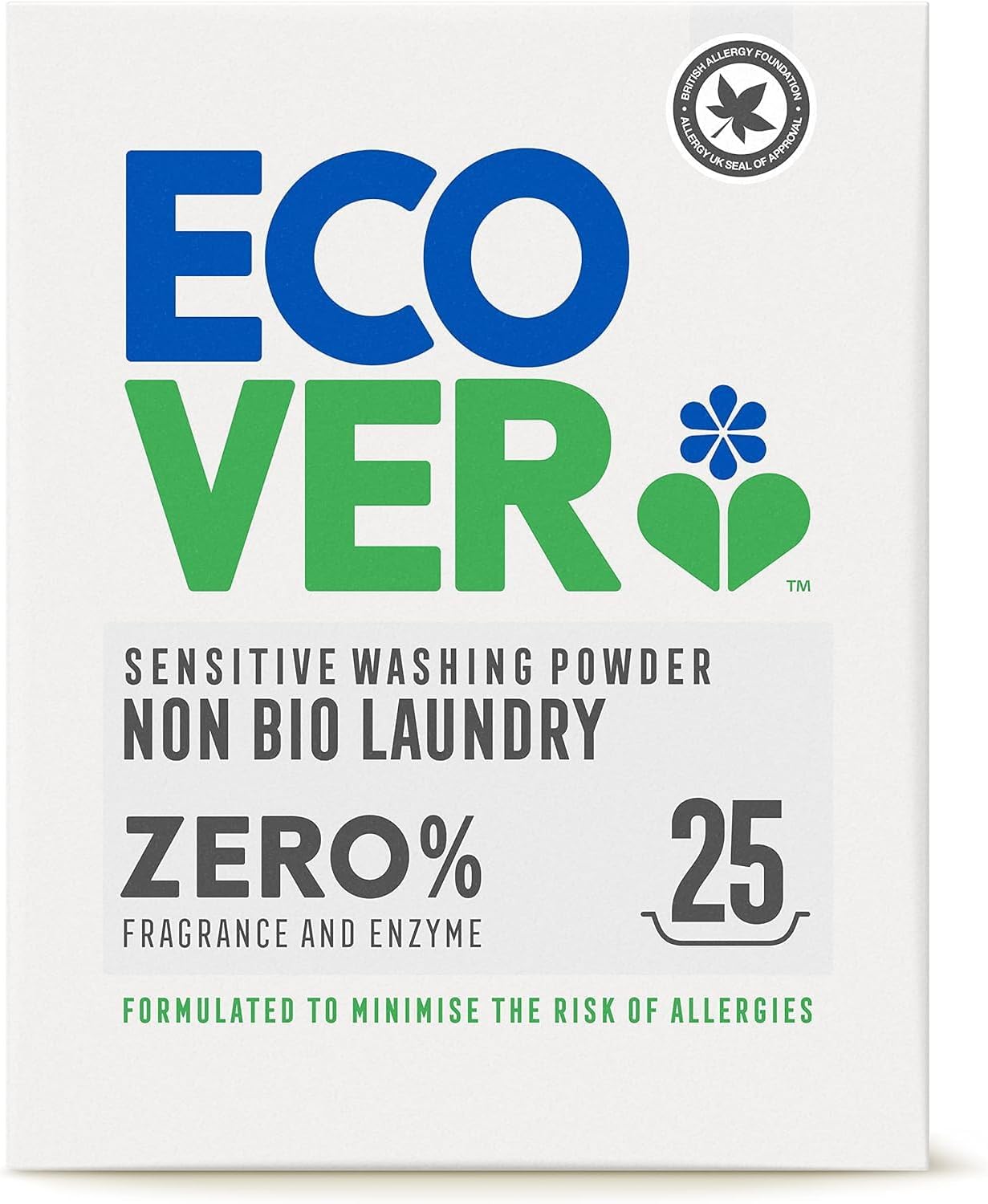 Ecover Zero Non Bio Washing Powder Sensitive Skin 25 Wash (1.8kg)-0