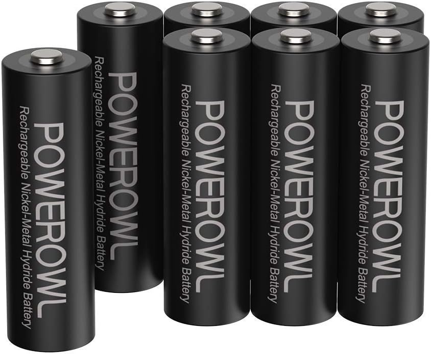 POWEROWL AA Rechargeable Batteries 8 Pack, High Capacity 2800mAh 1200 Cycles 1.2V NiMH Rechargeable Battery AA-0