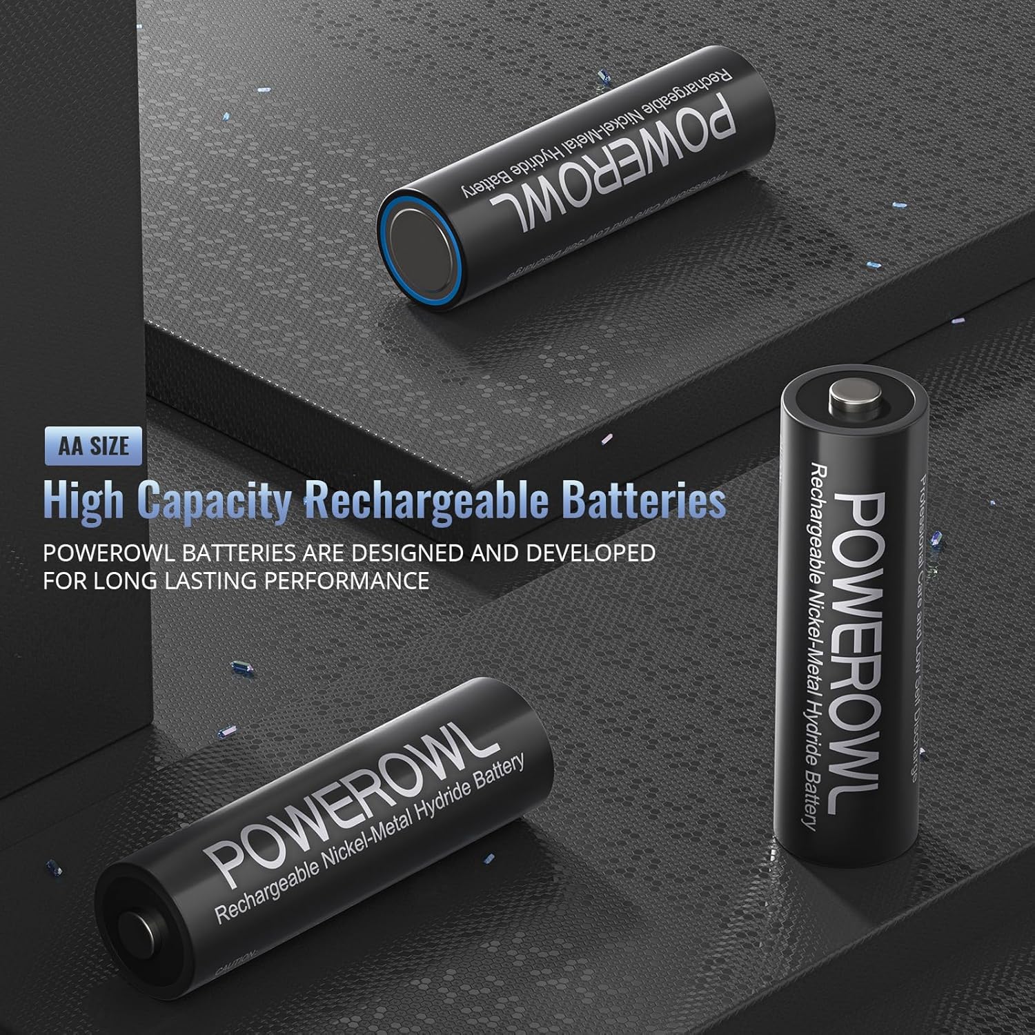 POWEROWL AA Rechargeable Batteries 8 Pack, High Capacity 2800mAh 1200 Cycles 1.2V NiMH Rechargeable Battery AA-1