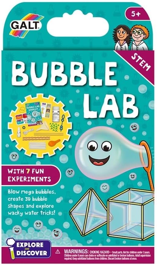 Galt Bubble Lab - Explore and Discover Science Kit for Kids, Childrens Craft Set and Guide Book - 7 Fun STEM Experiments from 3D Bubble Shapes to Water Tricks - For Boys and Girls Ages 5 Years Plus-3