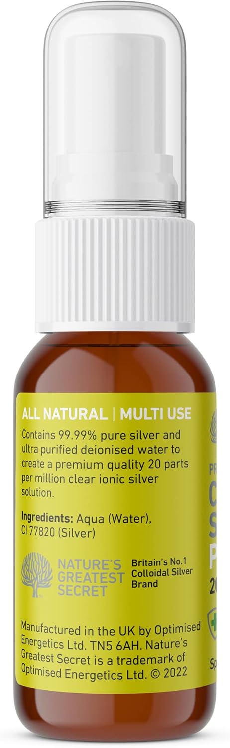 Nature's Greatest Secret Antibacterial Premium Quality Smallest Particle Size Crystal Clear Colloidal Silver Petcare 20ppm Pocket Spray 20ml-8