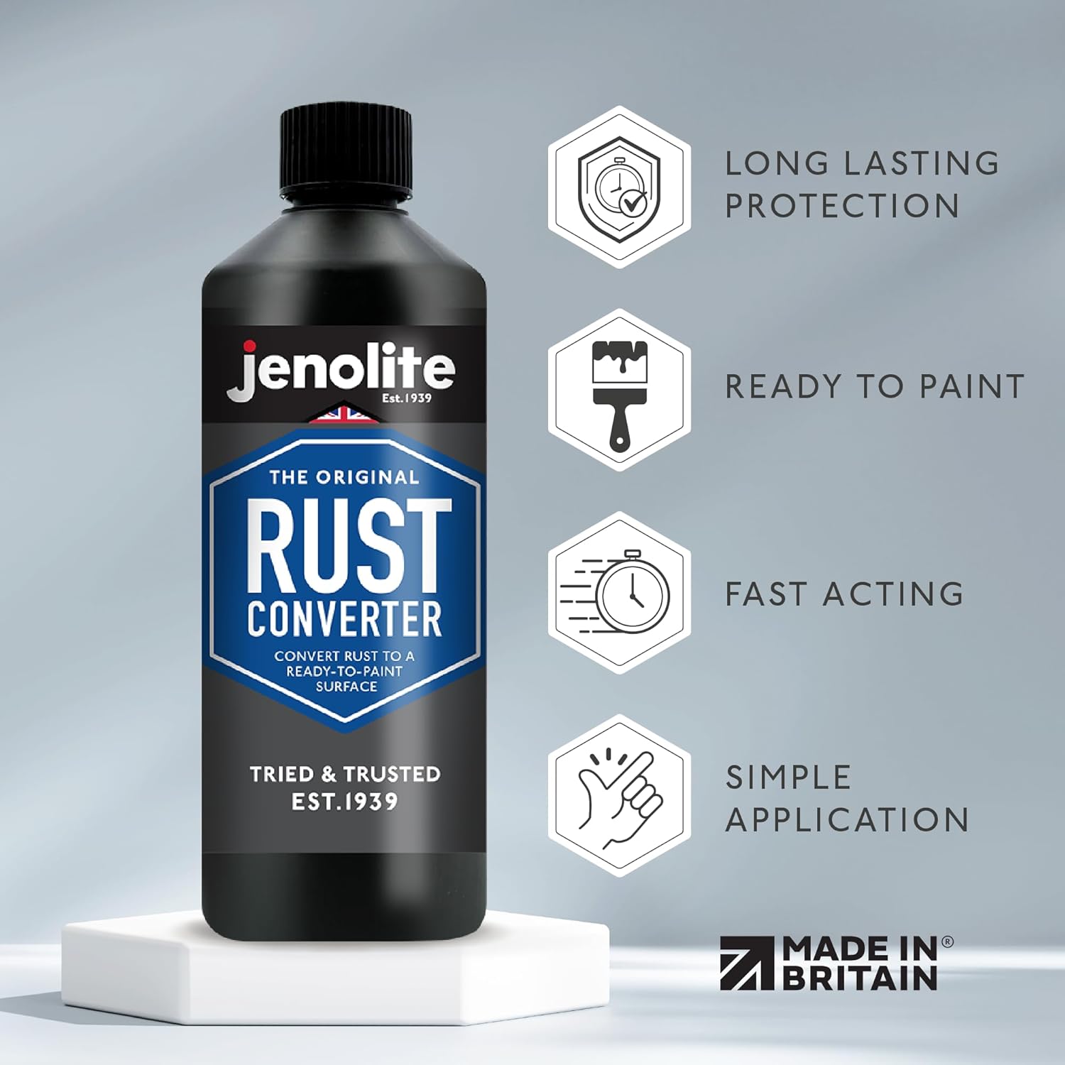 JENOLITE Rust Converter Liquid | 500ml | RUST INHIBITOR & RUST TREATMENT | Rust Remedy Rust Remover For Metal | Rust Converter for Cars | Converts Rust Into Stable, Primed & Ready-to-Paint Surface-4