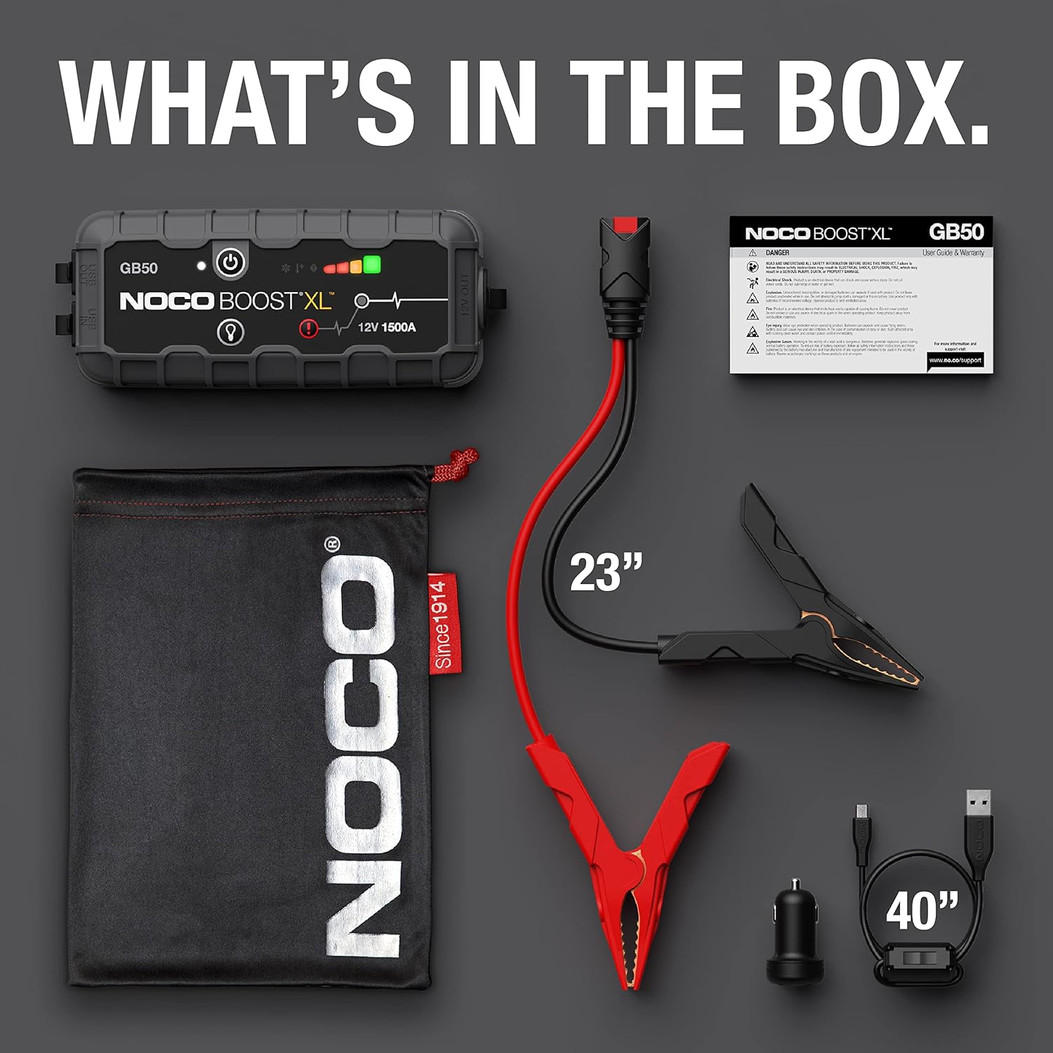 NOCO Boost XL GB50 1500A 12V UltraSafe Portable Lithium Car Jump Starter, Heavy-Duty Battery Booster Power Pack, Powerbank Charger, and Jump Leads for up to 7.0L Petrol and 4.5L Diesel Engines-5