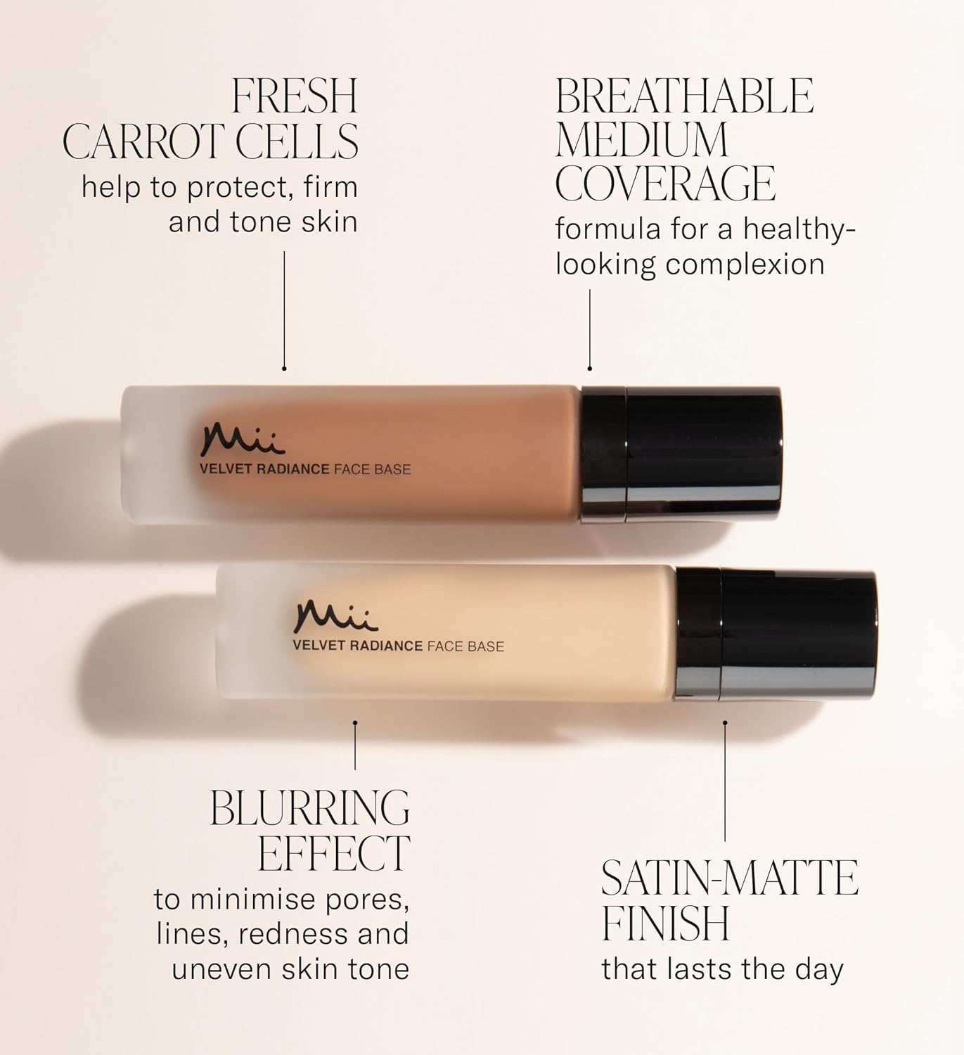 Mii Cosmetics | Satin-Finish Velvet Radiance Face Base | Weightless Radiant Medium-High Coverage Liquid Foundation |Truly 11-2