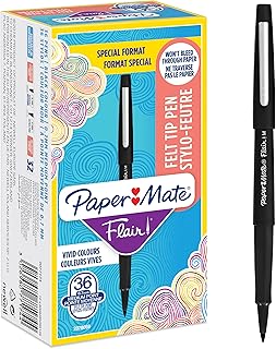 Paper Mate Flair Felt Tip Pens | Medium Point (0.7 mm) Writing Pens | Black Pens | For Writing, Drawing & Sketching | 36 Count