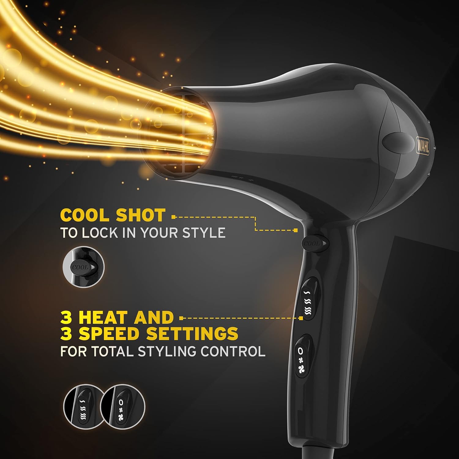 Wahl Hairdryer, PowerPik 2, Dryer for Women, Hair Dryer with Pik Attachment, Afro Hairdryer, Afro-Caribbean Hair, Three Heat Settings, Anti-frizz Drying, Black-2