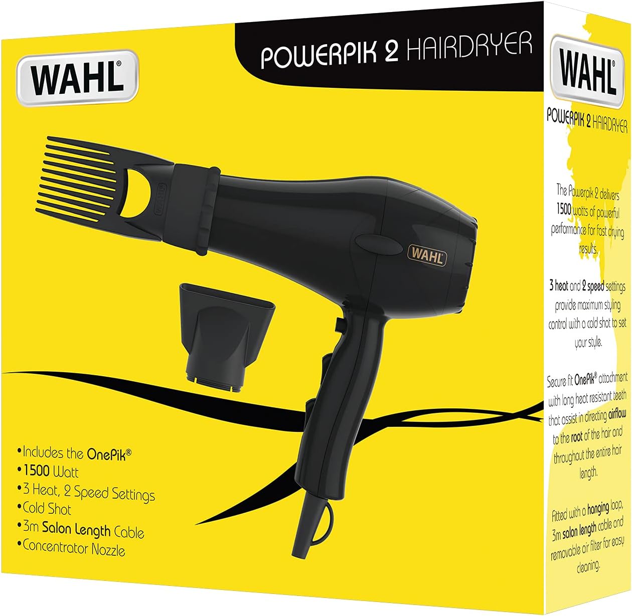 Wahl Hairdryer, PowerPik 2, Dryer for Women, Hair Dryer with Pik Attachment, Afro Hairdryer, Afro-Caribbean Hair, Three Heat Settings, Anti-frizz Drying, Black-5