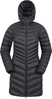 Mountain Warehouse Florence Extra Long Padded Winter Jacket - Lightweight, Water Resistant, Zipped Pockets, Easy to Packaway - Perfect for Cold & Wet Weather