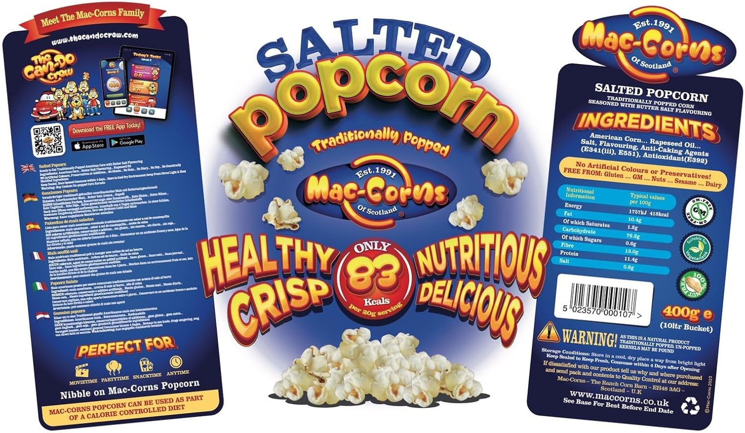 Popcorn Mega Bucket Bundle - Salted Popcorn 400g - 12 Cartons - 1 Popcorn Scoop-5