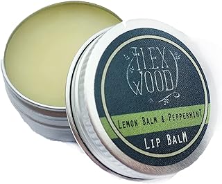 The Ilex Wood - Lemon Balm and Peppermint Lip Balm - All natural, coldsore prevention, palm oil free, cruelty free, plastic free, moisturising lip balm, handcrafted in the UK - 10ml