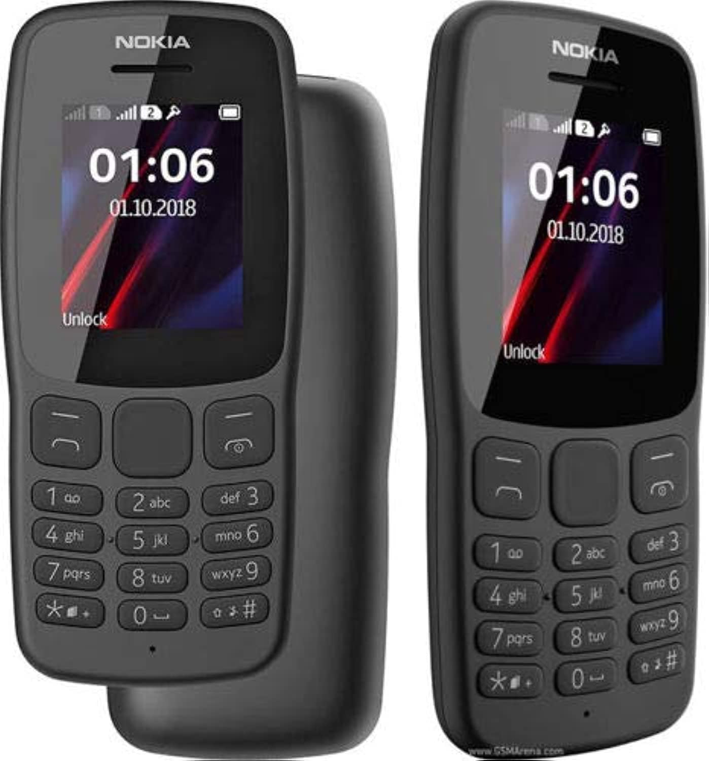 Nokia 106 all carriers 4GB Dual Sim 2018 Dark Grey With LED Torch - FM Radio - Big Button Phone-0