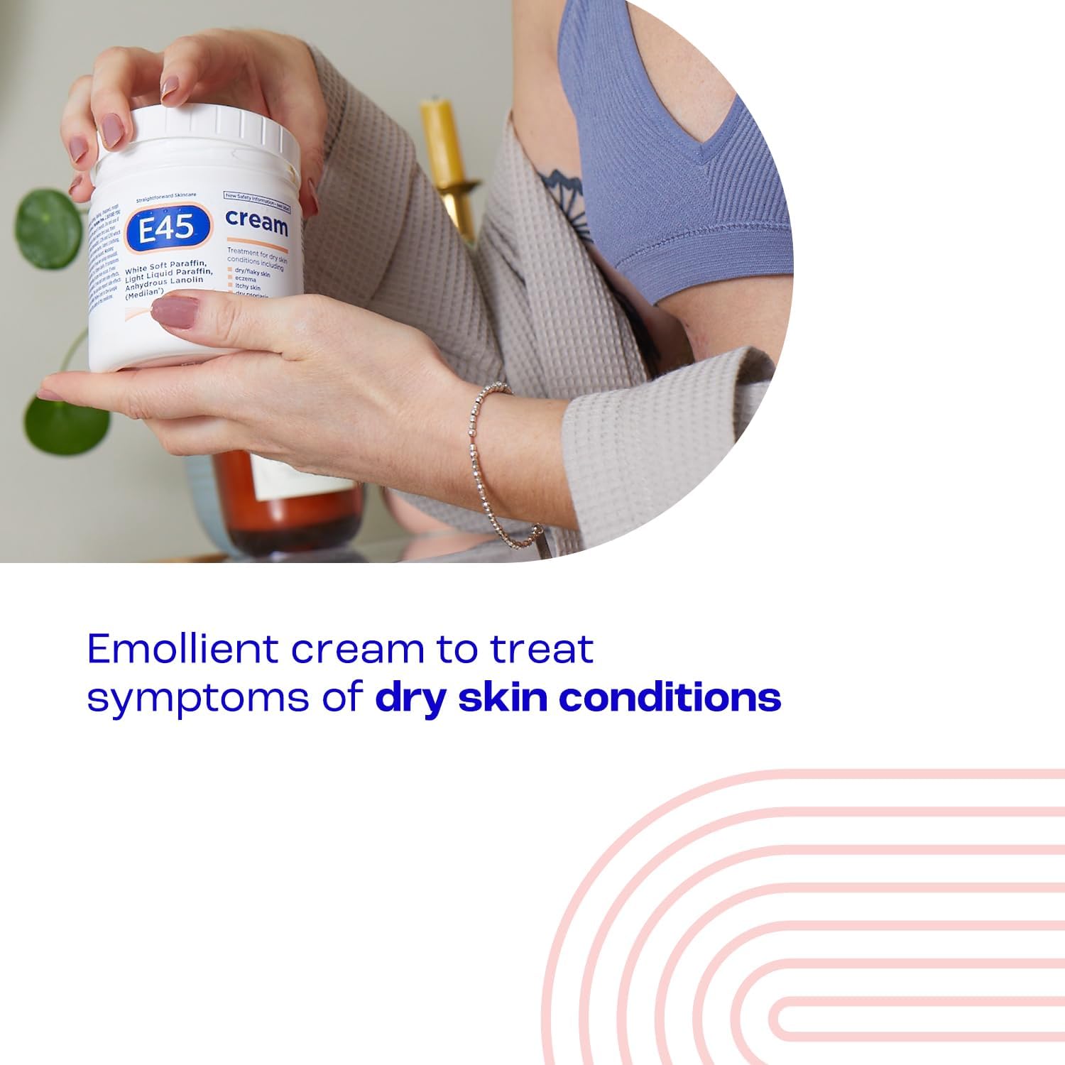 E45 Cream 500 g Tub – Moisturiser for Dry Skin and Sensitive Skin - Emollient Body Cream to Soothe Dry and Irritated Skin - Itchy Skin, Eczema Cream - Perfume-Free Face Cream and Non-Greasy Hand Cream-1