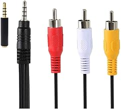 Padarsey 3.5 mm to RCA AV Camcorder Video Cable,3.5mm Male to 3RCA Male Plug Stereo Audio Video AUX Cable for Smartphones,MP3, Tablets,Speakers,Home Theater (3.5 Straight to 3 RCA 1.5m)