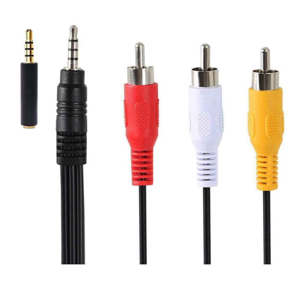 Padarsey 3.5 mm to RCA AV Camcorder Video Cable,3.5mm Male to 3RCA Male Plug Stereo Audio Video AUX Cable for Smartphones,MP3, Tablets,Speakers,Home Theater (3.5 Straight to 3 RCA 1.5m)-0