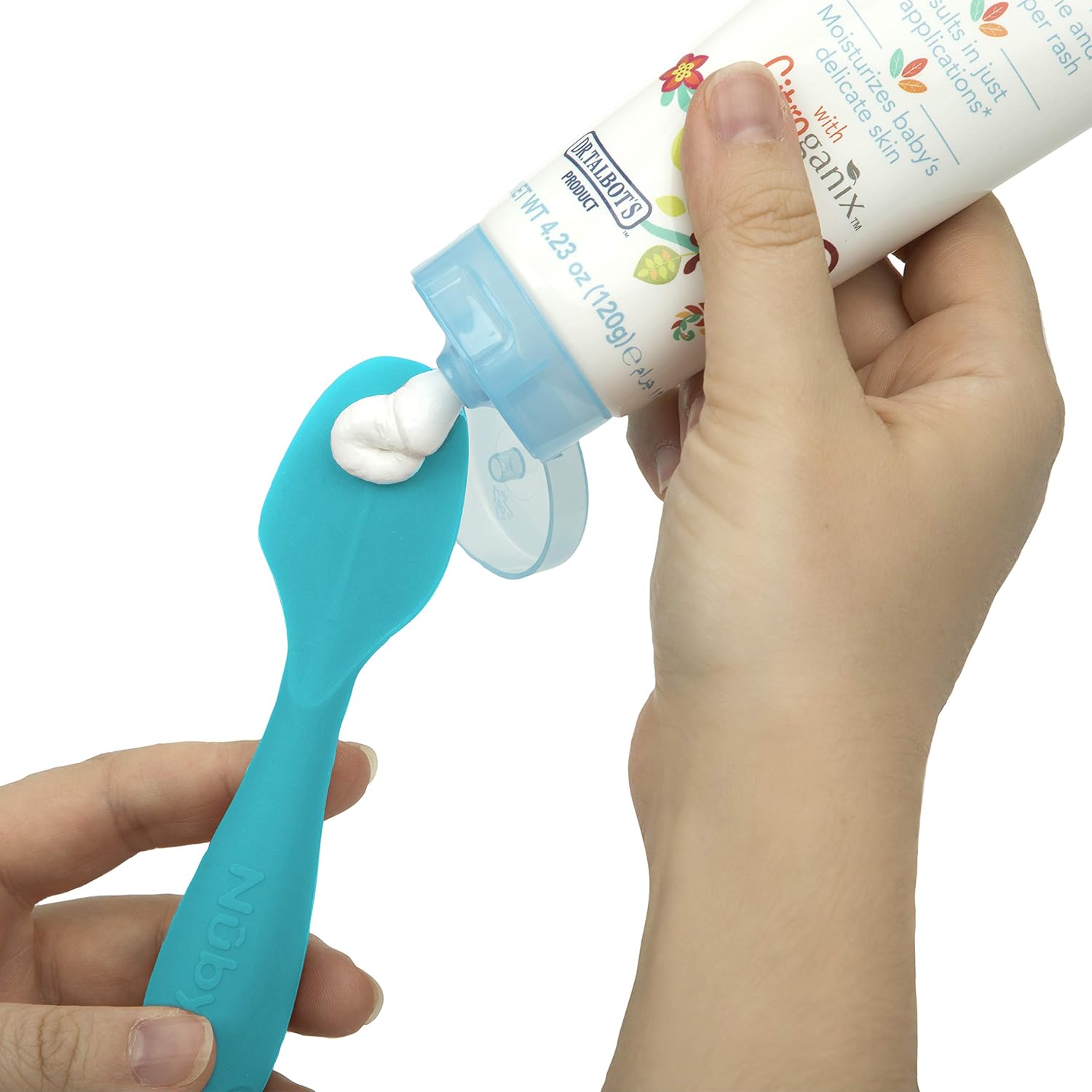 Nuby Dr. Talbots Silicone Diaper Cream Brush with Suction Base, Aqua-1