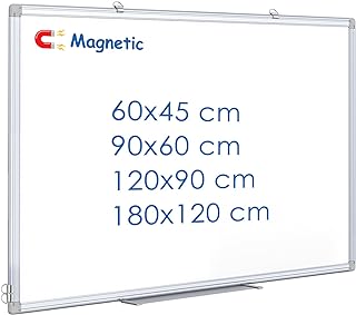 maxtek Whiteboard, Magnetic Whiteboard for Wall, Aluminium Frame White Board with Pen Tray, Dry Erase Whiteboard for Home Office School (90x60 cm)