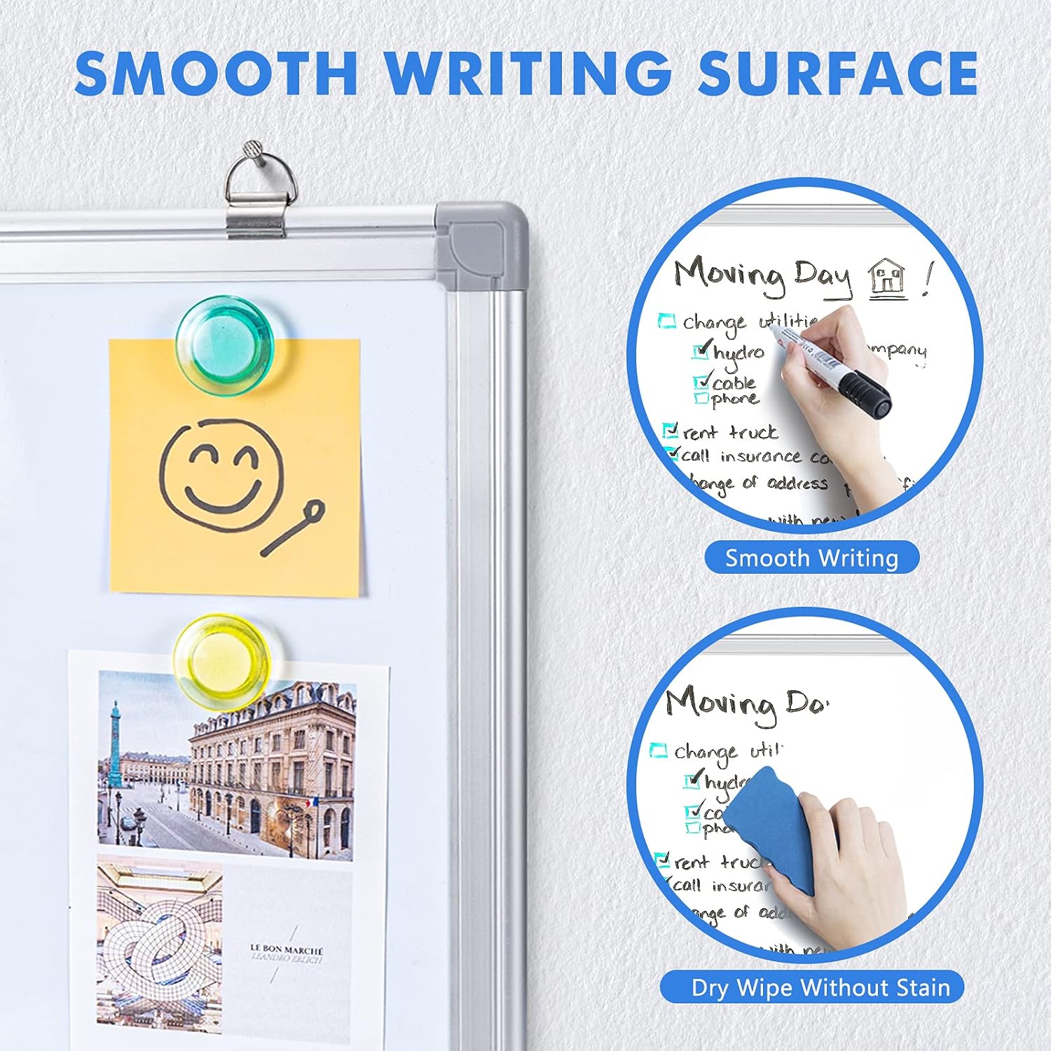 maxtek Whiteboard, Magnetic Whiteboard for Wall, Aluminium Frame White Board with Pen Tray, Dry Erase Whiteboard for Home Office School (90x60 cm)-2