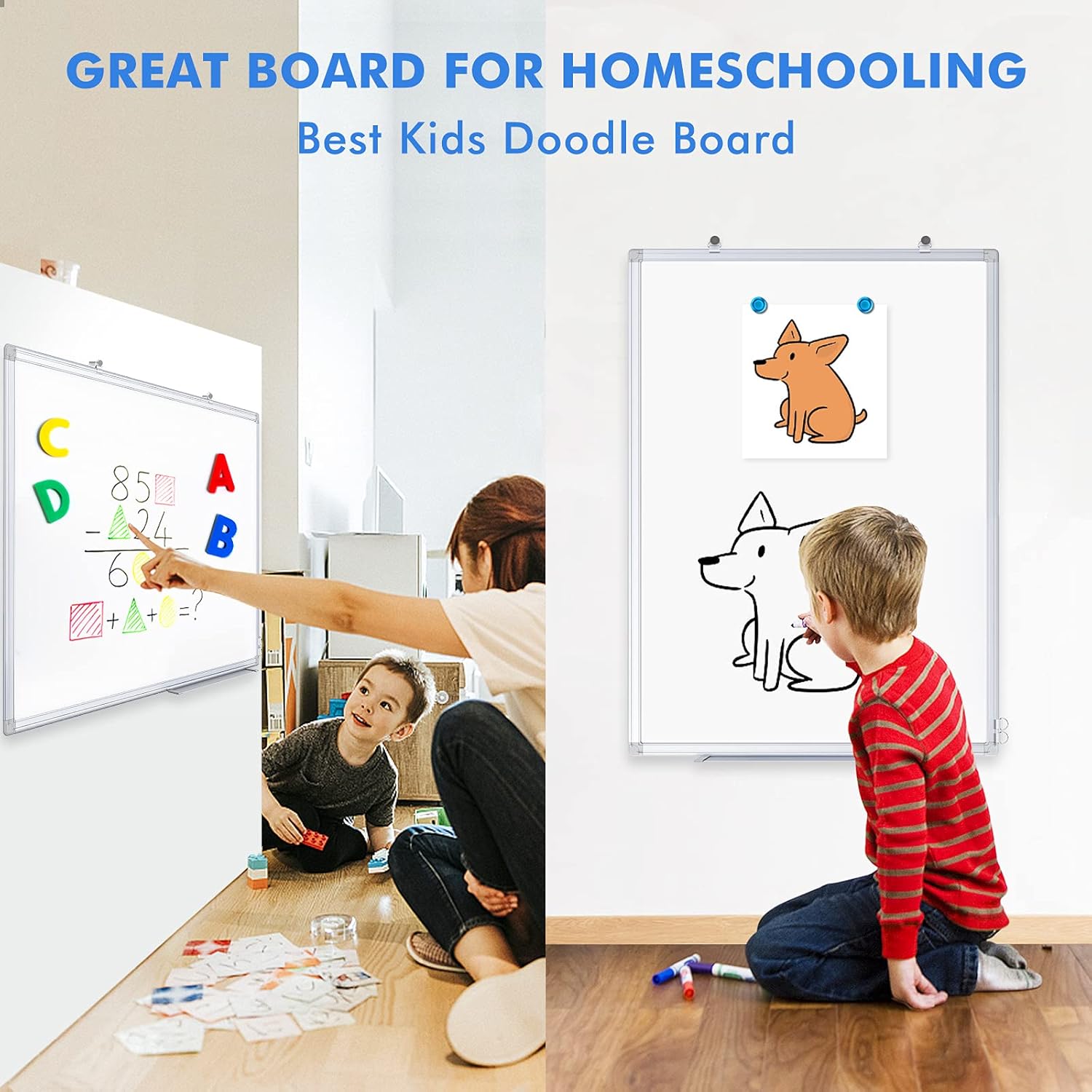 maxtek Whiteboard, Magnetic Whiteboard for Wall, Aluminium Frame White Board with Pen Tray, Dry Erase Whiteboard for Home Office School (90x60 cm)-4