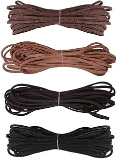 nuoshen 4 pcs Leather Cord,Leather Necklace Cord Lace Leather Strip for Bracelet Necklace DIY