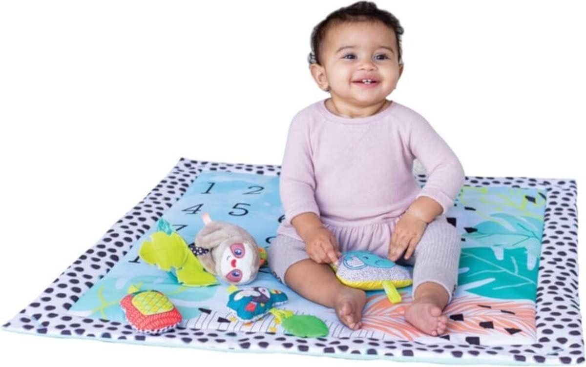 Infantino Milestones & Memories Twist and Fold Gym - Collapsible 4-in-1 Play Mat Stimulating, with 4 Modes and 4 Additional Sensory Toys for Infants and Toddlers, Multicoloured-2