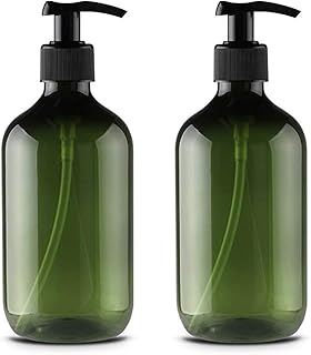 Alledomain 2PCS 500ml/17oz Empty Refillable Plastic Lotion Pump Bottles, Shampoo Body Washing Cream Shower Gel Storage Holder Container Toiletries Liquid Dispenser (Green)