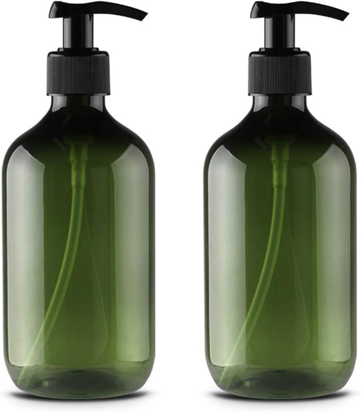 Alledomain 2PCS 500ml/17oz Empty Refillable Plastic Lotion Pump Bottles, Shampoo Body Washing Cream Shower Gel Storage Holder Container Toiletries Liquid Dispenser (Green)-0