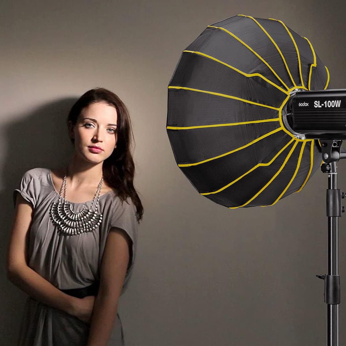 NiceFoto Parabolic Softbox 23.6 inches/ 60cm Professional Quick Set-up Deep Soft Box with Grid and Bowen Mount for Studio Flash LED Light Photography-6