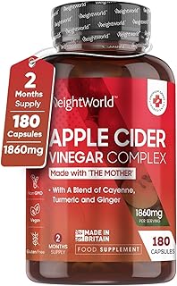 Apple Cider Vinegar with Mother 1860mg - Added Probiotics - 180 Apple Cider Vinegar Capsules with Cayenne Pepper, Turmeric & Ginger Root - Vegan Tablets (Not Apple Cider Vinegar Gummies)