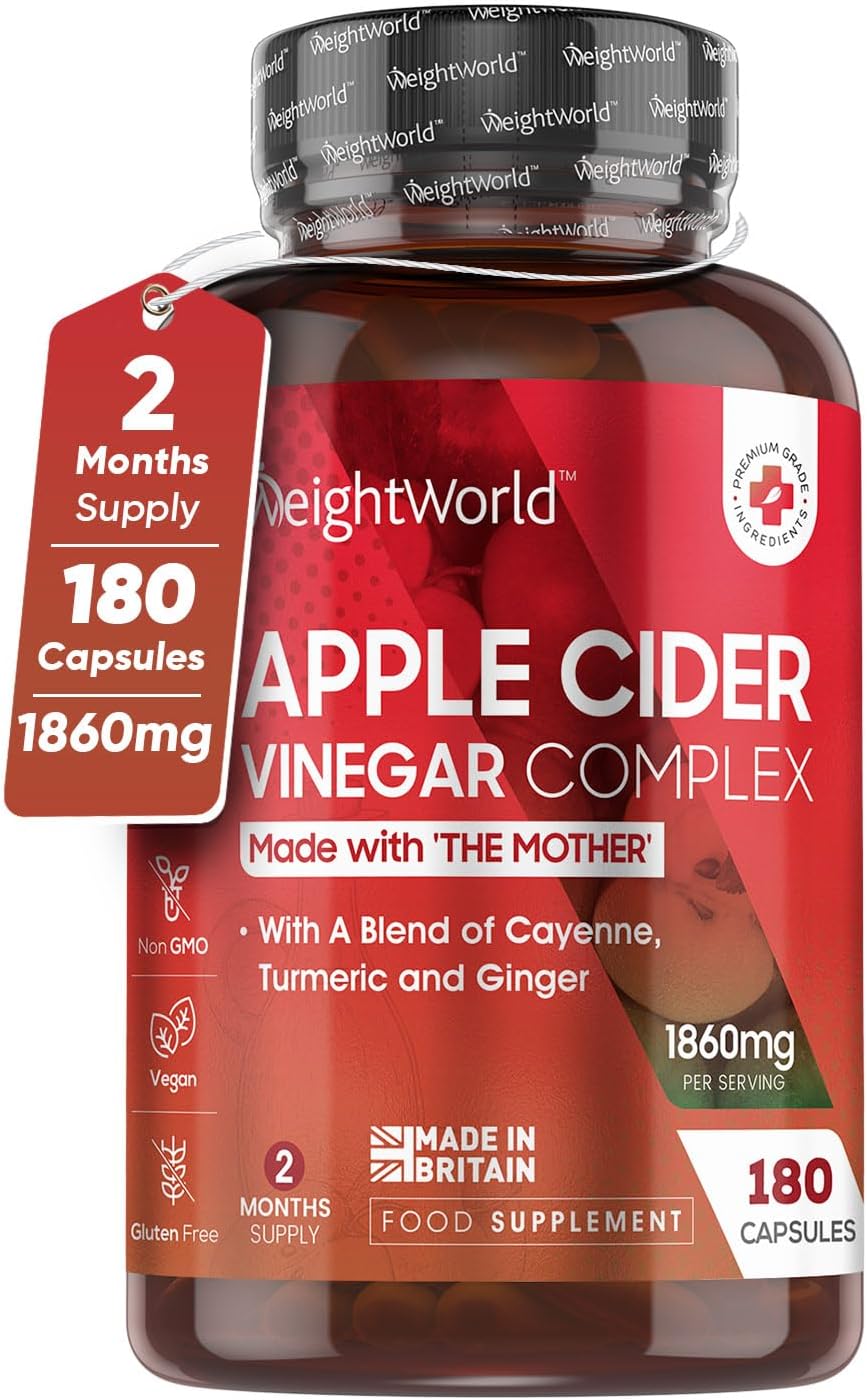 Apple Cider Vinegar with Mother 1860mg - Added Probiotics - 180 Apple Cider Vinegar Capsules with Cayenne Pepper, Turmeric & Ginger Root - Vegan Tablets (Not Apple Cider Vinegar Gummies)-0