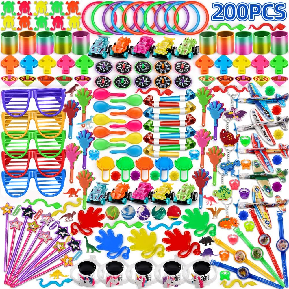 nicknack Bulk Party Bag Fillers for Kids, 200PCS Birthday Party Favours Toy Assortment, Loot Bag Pinata Fillers Classroom Giveaways & Rewards for Boys Girls (200PCS-2)-0