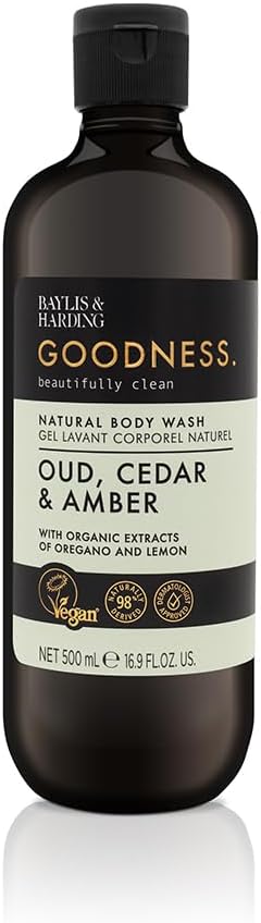 Baylis & Harding Goodness Oud, Cedar and Amber Body Wash, 500 ml (Pack of 3) - Vegan Friendly-1