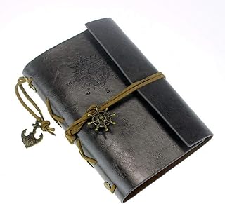 AKORD Vintage Retro PU Leather Cover Journal Jotter Diary Notebook - Black