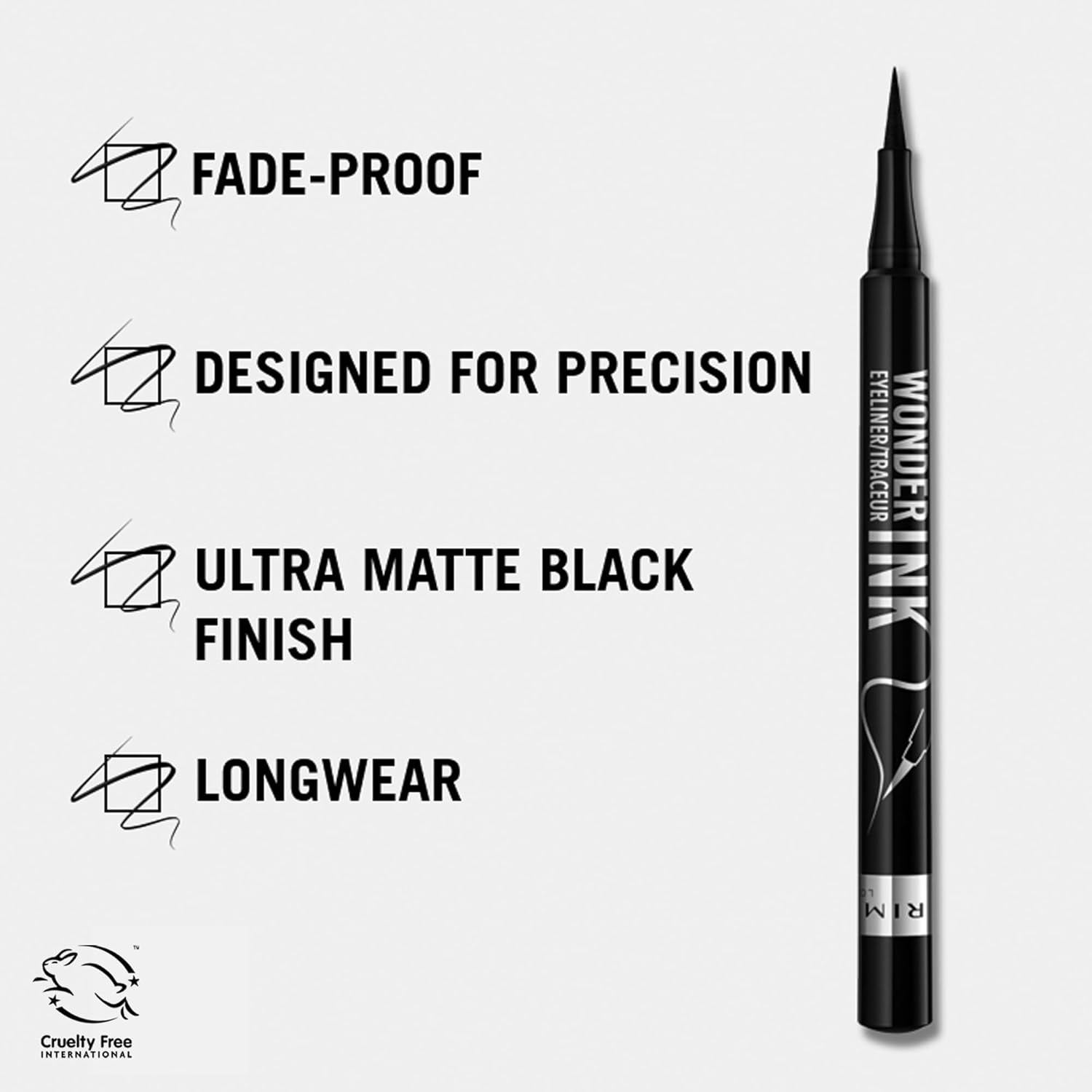 Rimmel Wonder'Ink Liquid Eyeliner, Black, 1 ml-1