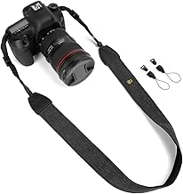 WANBY Weave Camera Canvas Neck Shoulder Camera Strap with Quick Release Buckles Vintage Print Soft Camera Straps for Women Men All DSLR SLR Cameras (Black)