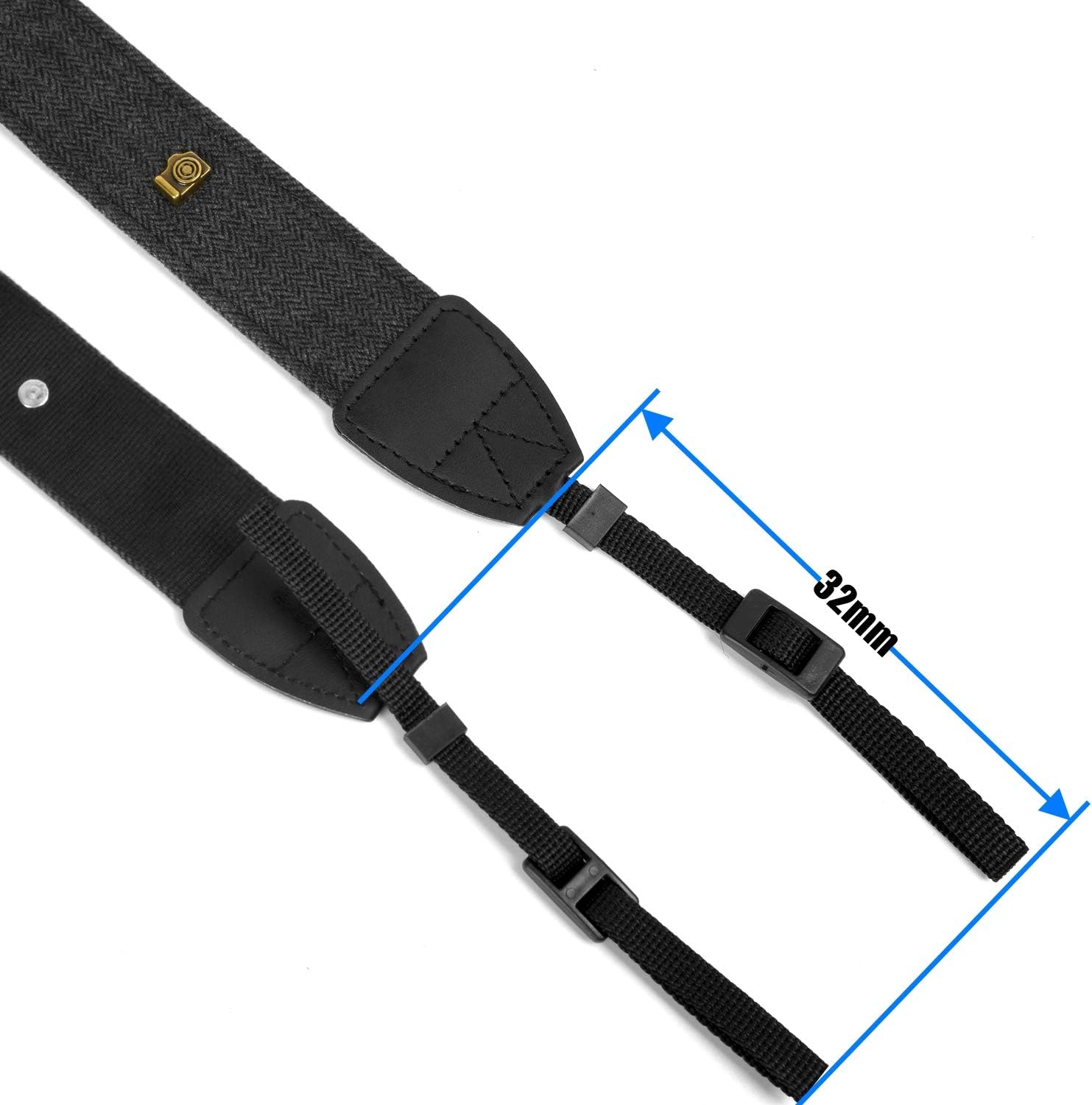 WANBY Weave Camera Canvas Neck Shoulder Camera Strap with Quick Release Buckles Vintage Print Soft Camera Straps for Women Men All DSLR SLR Cameras (Black)-5