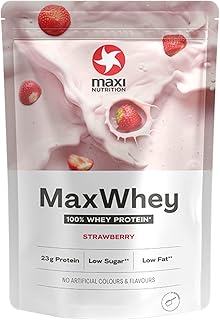 MaxiNutrition - MaxWhey - Whey Protein Powder Strawberry - Low-Fat - Low Sugar - Gluten & Soy-Free - Vegetarian - 420g - 113 kcal per Serving - 14 Servings