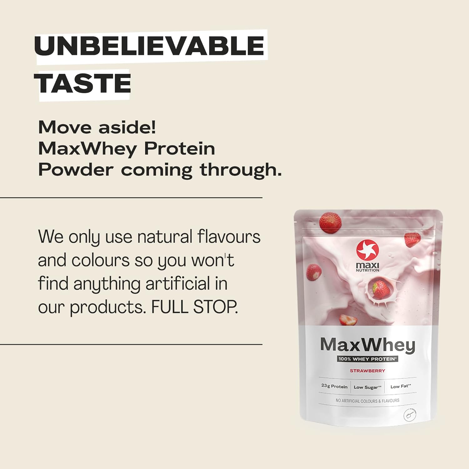 MaxiNutrition - MaxWhey - Whey Protein Powder Strawberry - Low-Fat - Low Sugar - Gluten & Soy-Free - Vegetarian - 420g - 113 kcal per Serving - 14 Servings-1