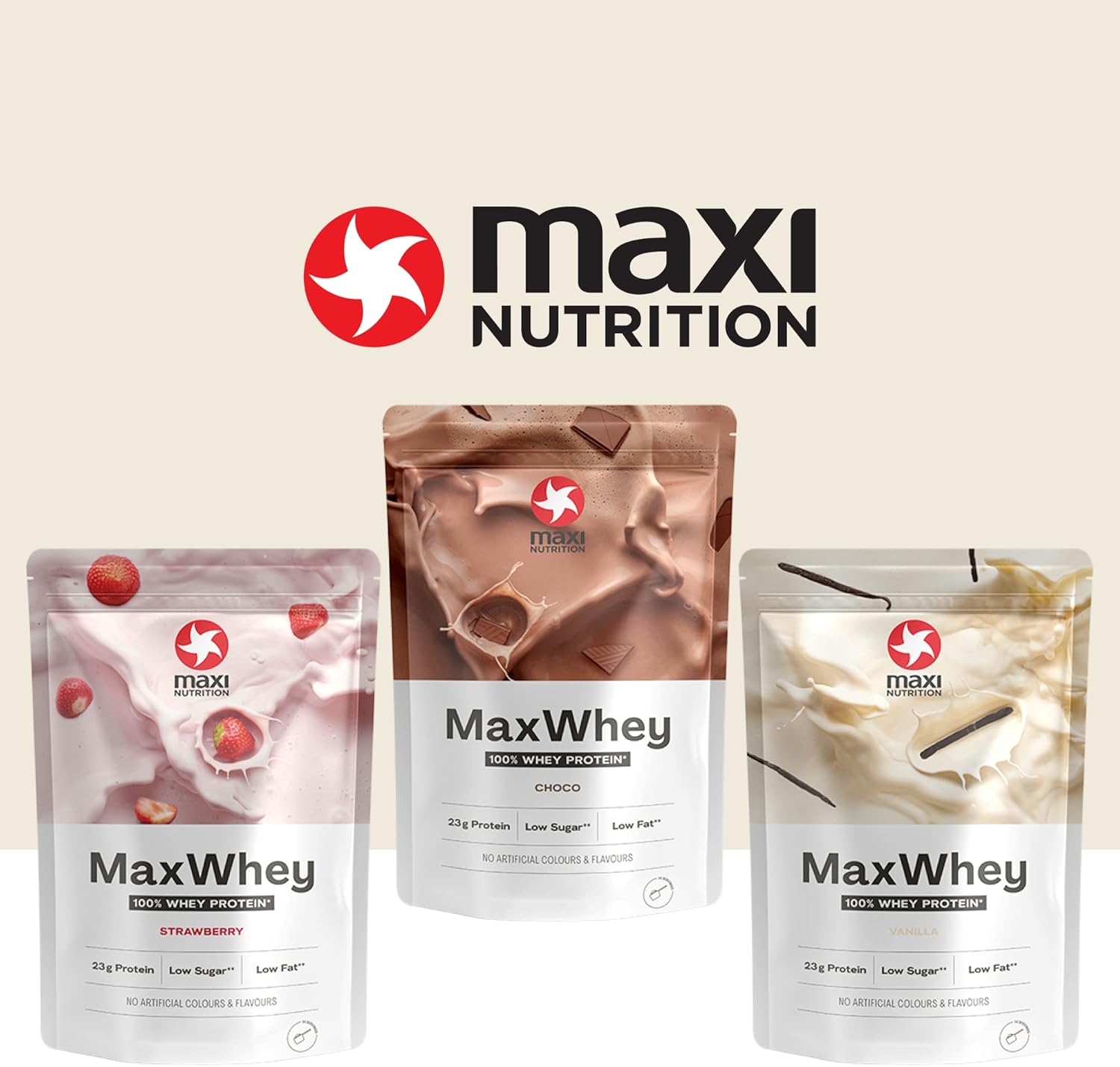 MaxiNutrition - MaxWhey - Whey Protein Powder Strawberry - Low-Fat - Low Sugar - Gluten & Soy-Free - Vegetarian - 420g - 113 kcal per Serving - 14 Servings-2