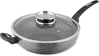 Tower T81279 Cerastone Induction Wok Pan With Glass Lid, Non Stick Ceramic Coating, Easy to Clean, Graphite, 30 cm