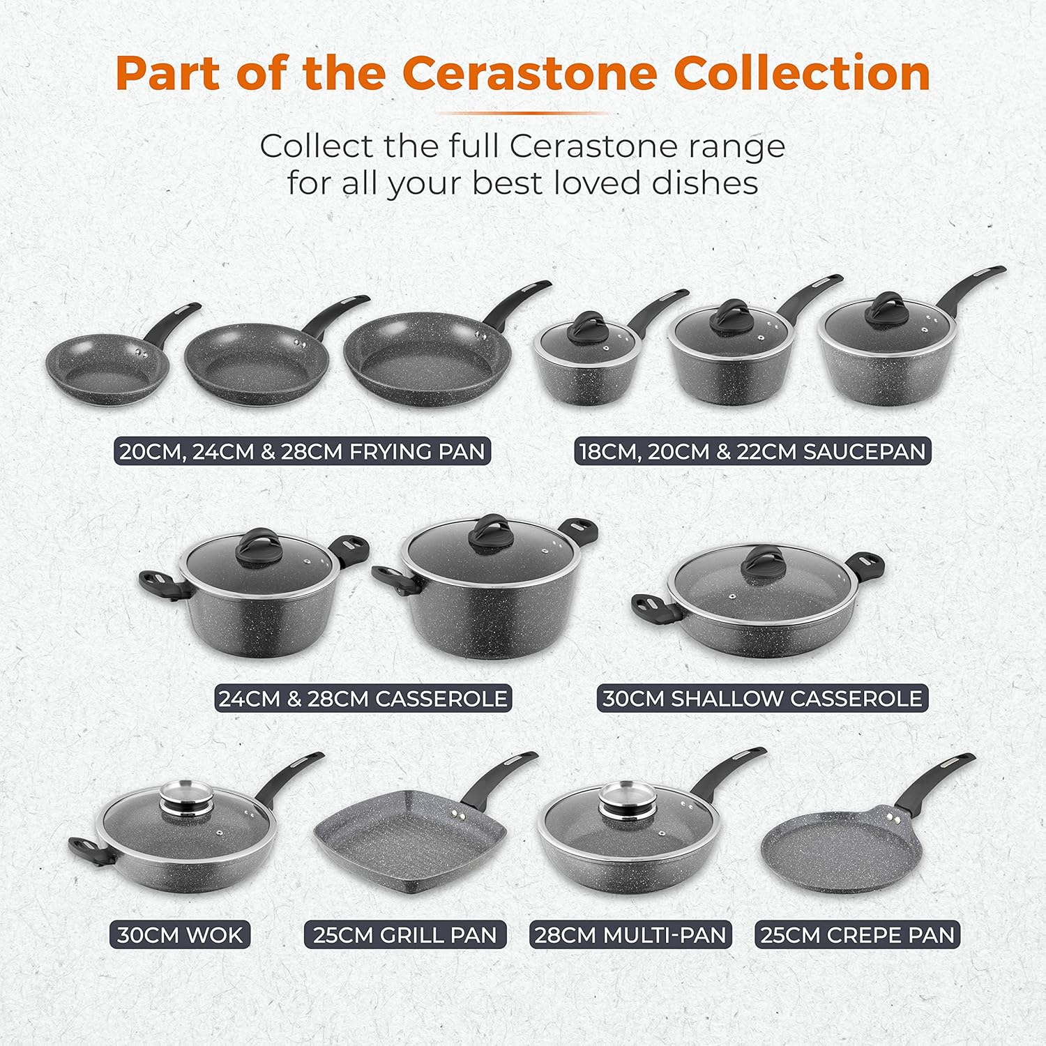 Tower T81279 Cerastone Induction Wok Pan With Glass Lid, Non Stick Ceramic Coating, Easy to Clean, Graphite, 30 cm-8