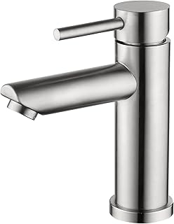 Ibergrif M11103 Bathroom Sink Taps, Basin Mixer Taps for Bathroom, Single Lever, Chrome, Hot and Cold, with UK Standard Hoses