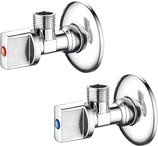 Ibergrif Angled Water Isolating Valves Wall Mounted Basin Sink 1/2" x 1/2" BSP, Warmer System, 2pcs/Set, Chrome Brass