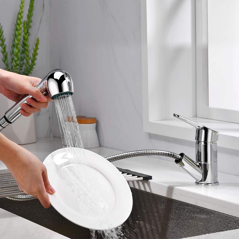 Ibergrif Roma - Kitchen Sink Mixer taps with Pull Out Spray Head, Chrome, Silver M14550-1