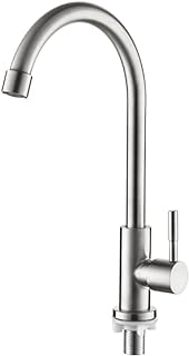 Ibergrif M18703 Cold Water Kitchen Sink Taps, Kitchen Tap with 360 ° Swivel, High Arc, Single Handle, with UK Standard Hoses