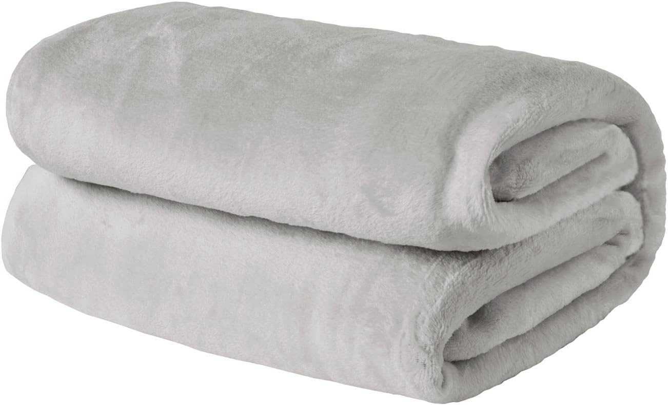 Brentfords Super Ultra Soft Flannel Fleece Blanket Large Fluffy Warm Throw Over Bed Sofa Settee, Silver Grey - 120 x 150cm-0