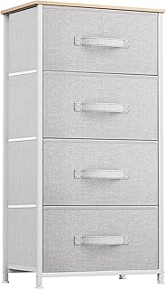 YITAHOME Chest of Drawer - Fabric Storage Tower with 4 Drawers, Organizer Unit for Bedroom, Living Room, Hallway, Closets & Nursery - Sturdy Steel Frame (Light Gray)