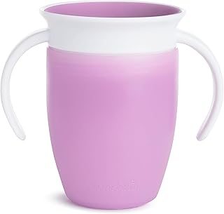 Munchkin Miracle 360 Sippy Cup| Trainer Toddler Cup| BPA Free Baby Cup with Handles| Non Spill Cup| Dishwasher Safe Baby Cup| Leakproof Childrens Cup| Baby Weaning Cup from 6months | 7oz/207ml| Purple