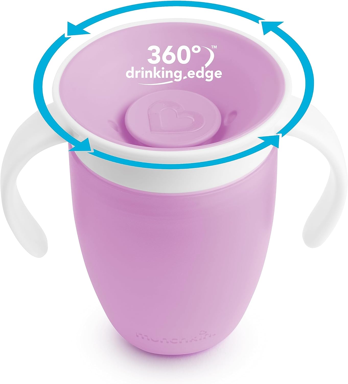 Munchkin Miracle 360 Sippy Cup| Trainer Toddler Cup| BPA Free Baby Cup with Handles| Non Spill Cup| Dishwasher Safe Baby Cup| Leakproof Childrens Cup| Baby Weaning Cup from 6months | 7oz/207ml| Purple-1